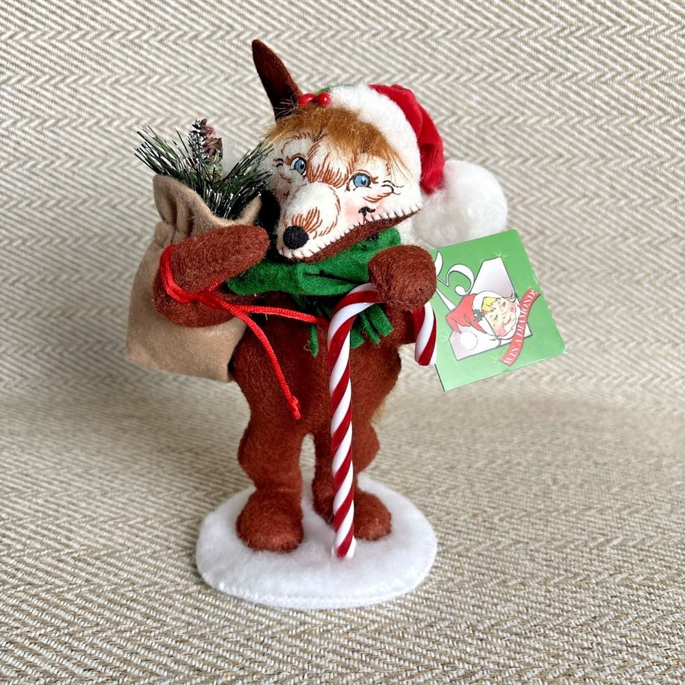 2010 Annalee Doll Christmas Fox with Sac and Candy Cane 7.5" 751410